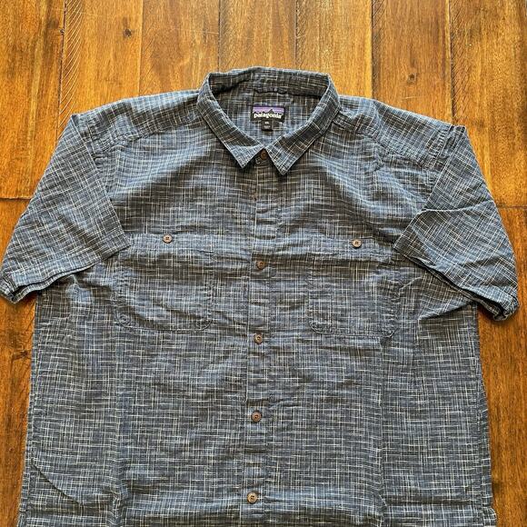 Patagonia Back Step Shirt Organic Cotton Blue Check XXL S126 - Picture 2 of 11
